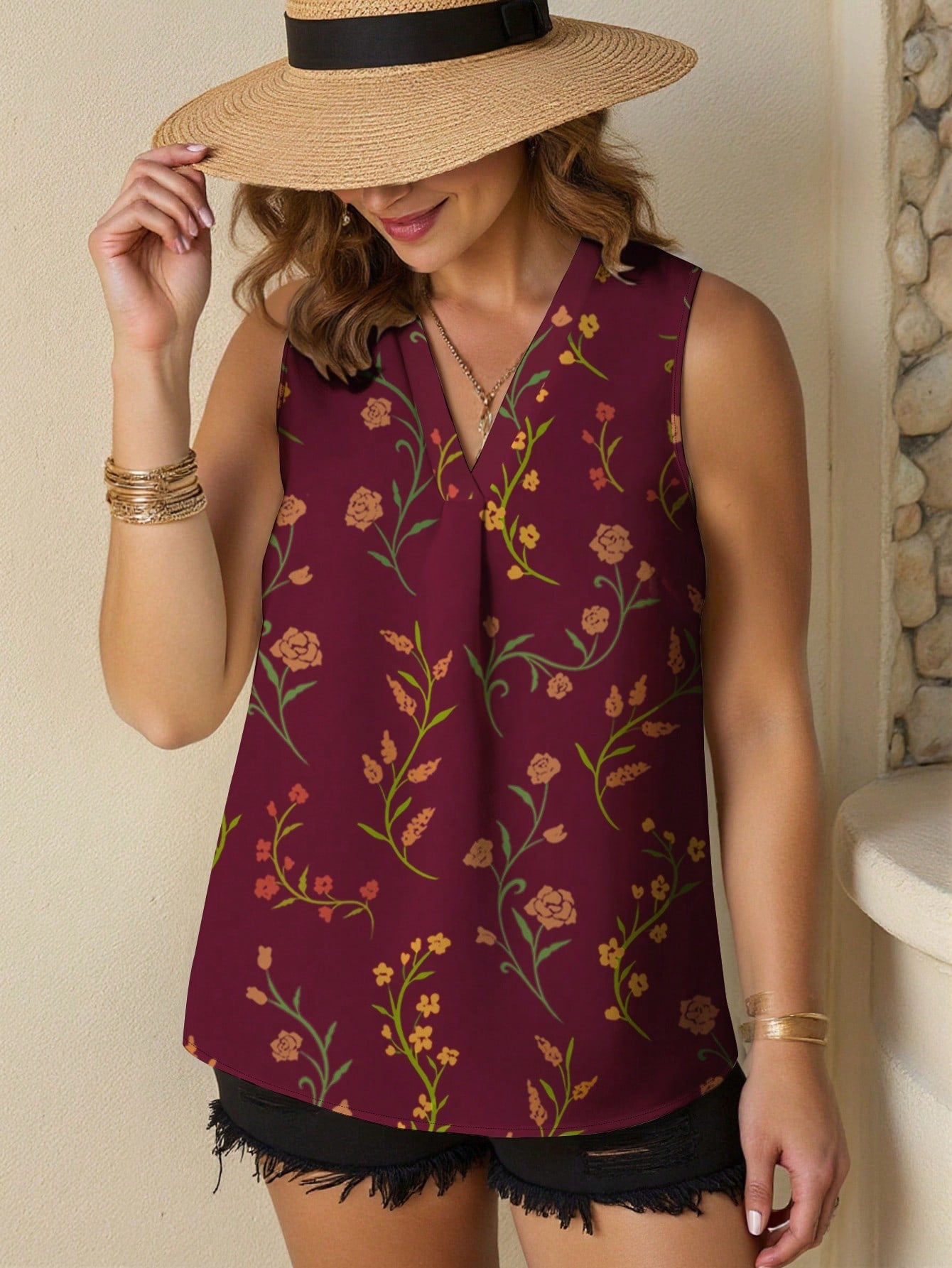 Elegant Plus Size Boho Floral Blouse for Women - Perfect for Summer Multicolor-8