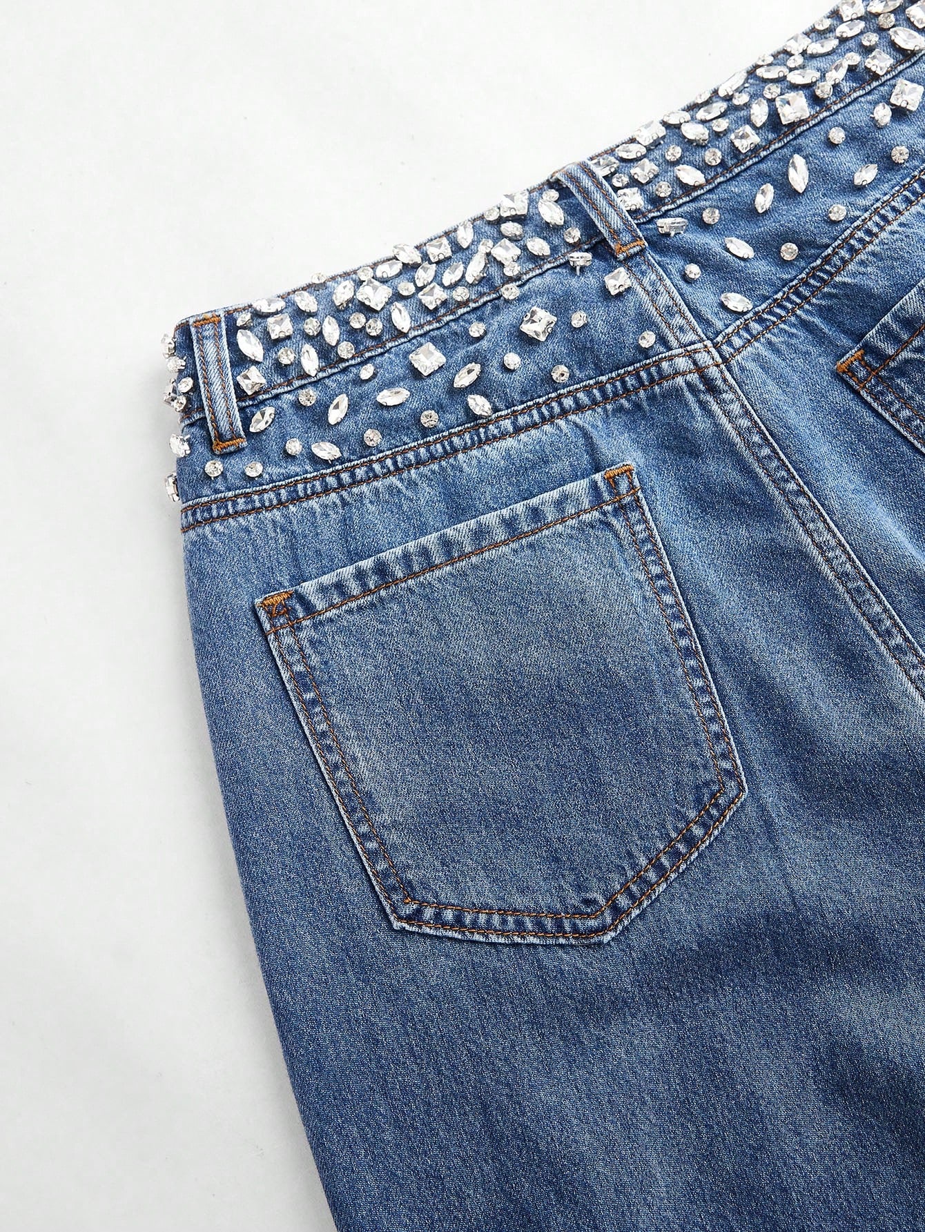 Elegant Women’s Rhinestone-Embellished Loose Straight Leg Jeans S M L S-M-L-XL-
