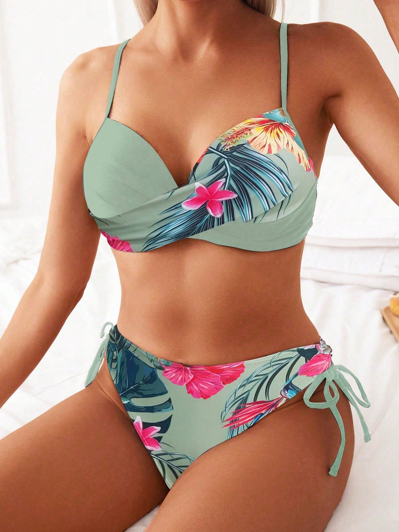 Floral Charm Underwire Push-Up High-Waisted Bikini Set - Perfect for Summer Fun! Multicolor / S Multicolor / M Multicolor / L Multicolor / S-Multicolor / M-Multicolor / L-Multicolor / XL-Green / S-Green / M-Green / L-Green / XL-Multicolor-2 / S-Multicolor-2 / M-Multicolor-2 / L-Multicolor-2 / XL-