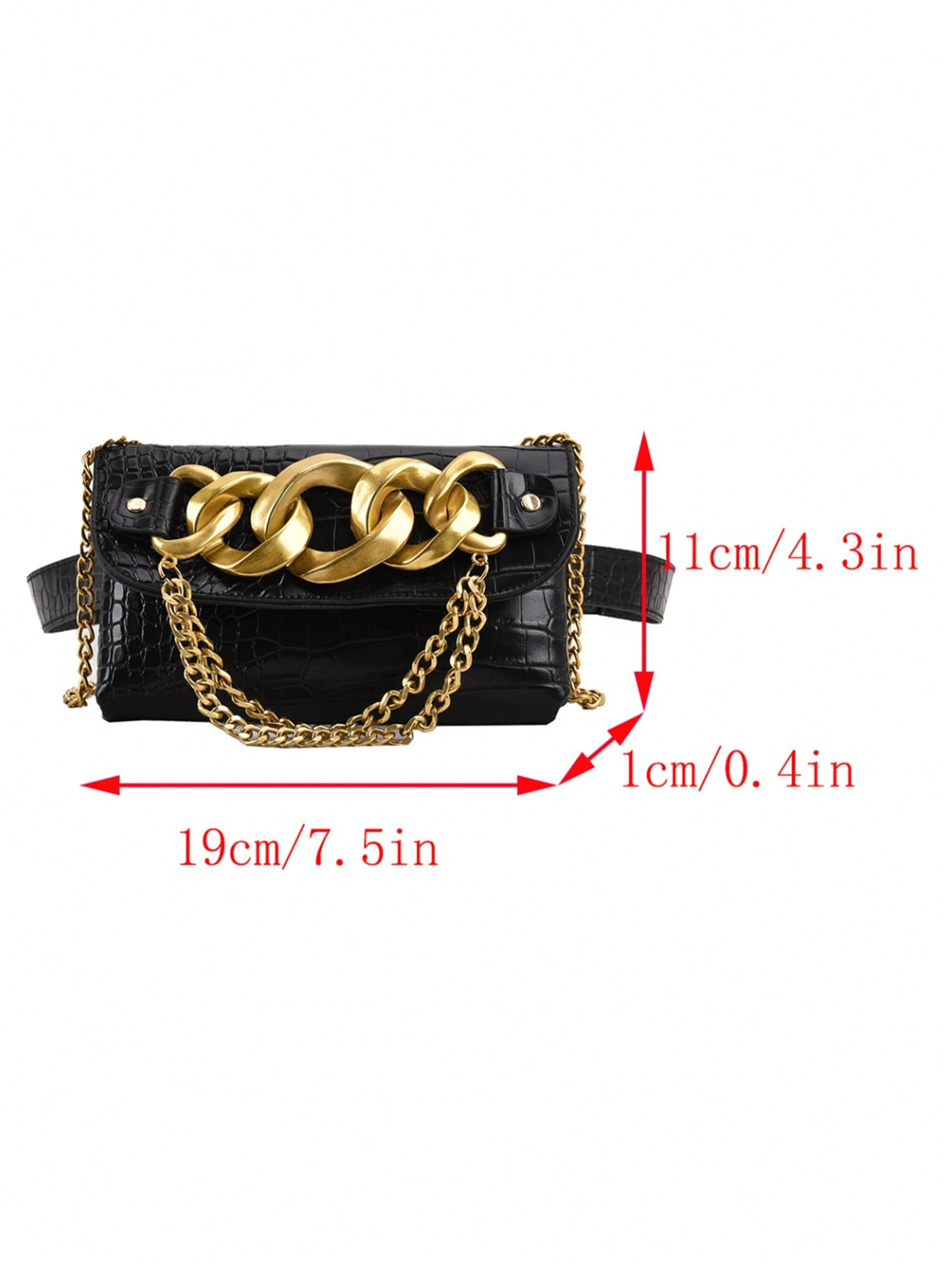 Chic Crocodile Print Black Phone Bag with Thick Chain for Women - Stylish Chest Bag Default Title Default Title-