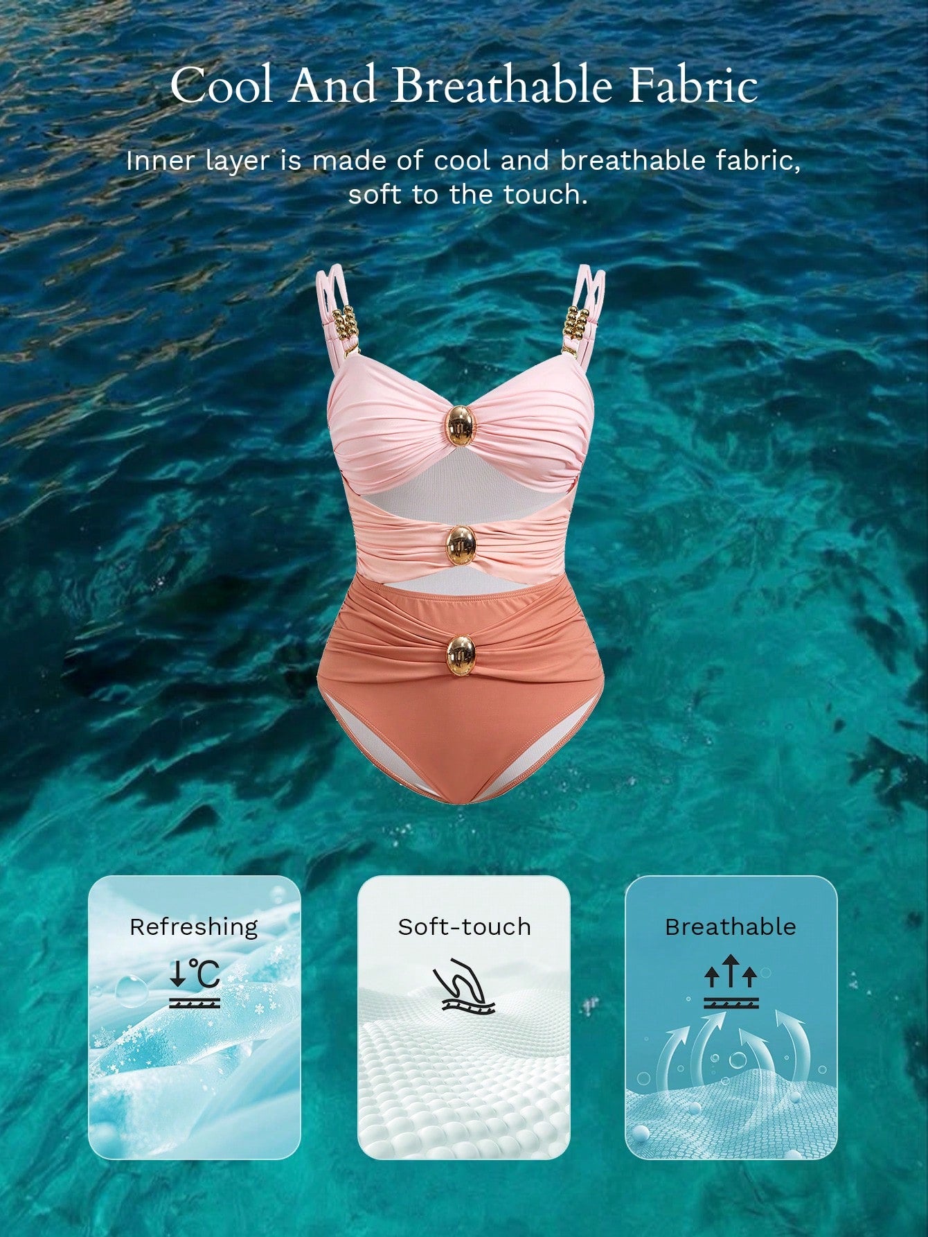 MOTF Premium Colorblock Cut-Out One-Piece Swimsuit for Trendy Summer Style S M L S-M-L-XL-
