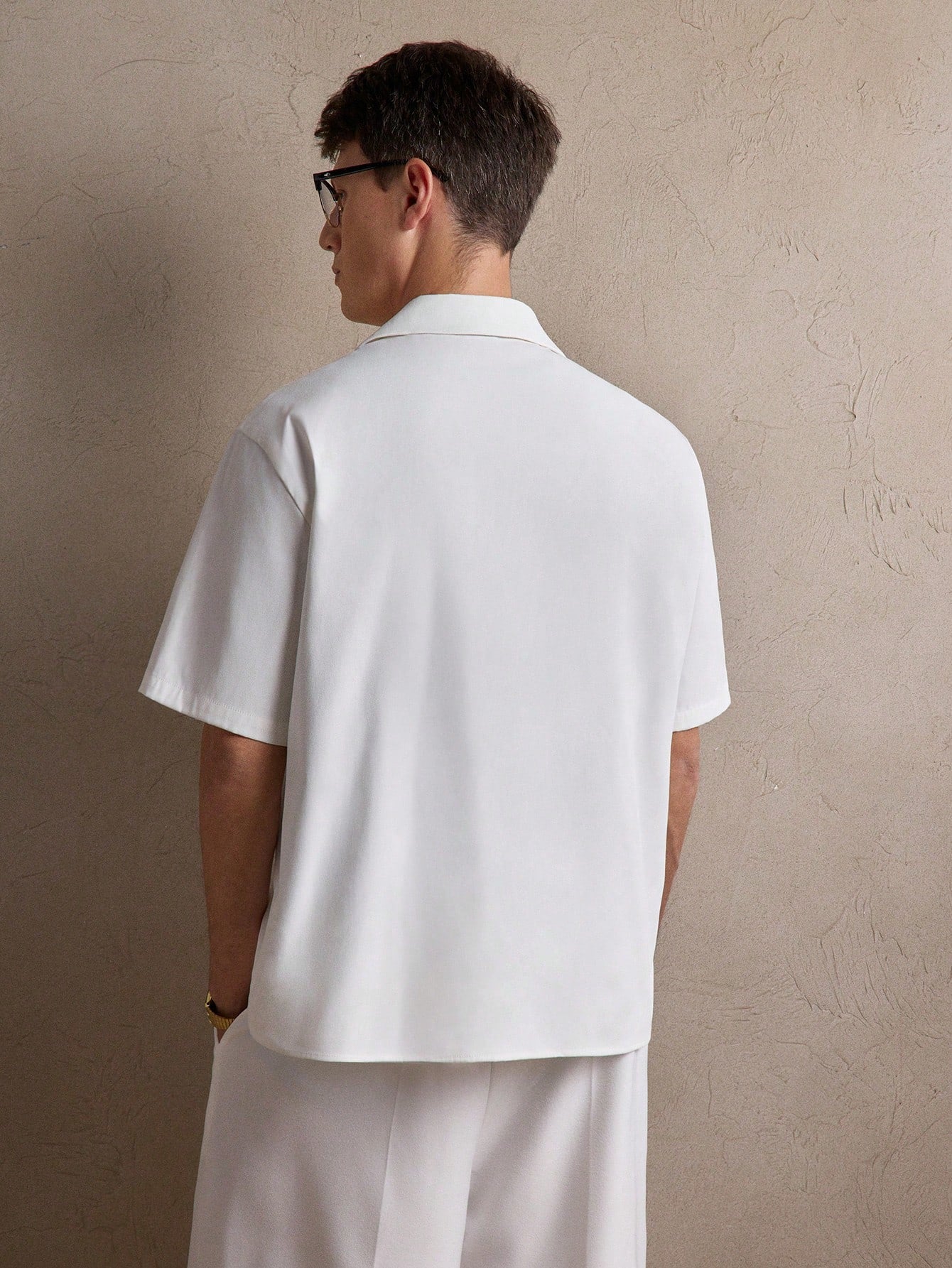 Men's White Floral Loose Shirt with Rhinestone Applique for Casual Spring S M L S-M-L-XL-