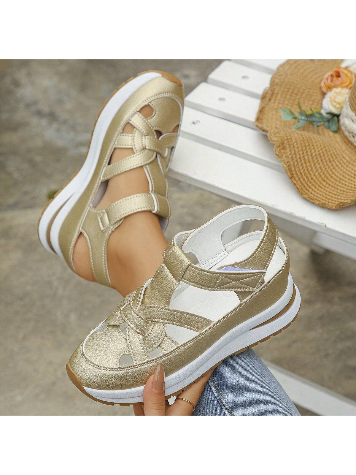 Comfort Meets Style: Women's Breathable Platform Gold-5