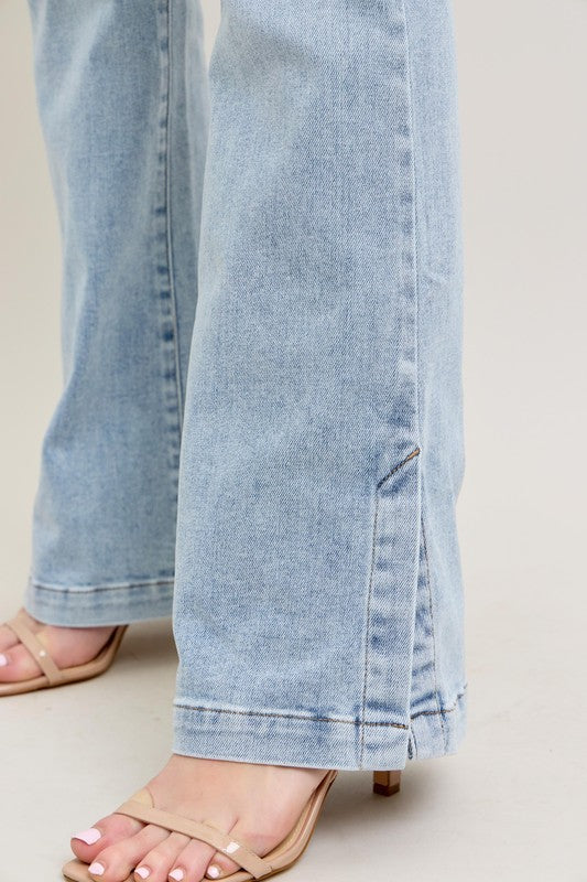 Judy Blue Full Size Tummy Control Vintage Wash Side Slit Slim Boot Jeans Plus Size Light / 14W Light / 16W Light / 18W Light / 14W-Light / 16W-Light / 18W-Light / 20W-Light / 22W-Light / 24W-Light / 0(24)-Light / 1(25)-Light / 3(26)-Light / 5(27)-Light / 7(28)-Light / 9(29)-Light / 11(30)-Light / 13(31)-Light / 15(32)-