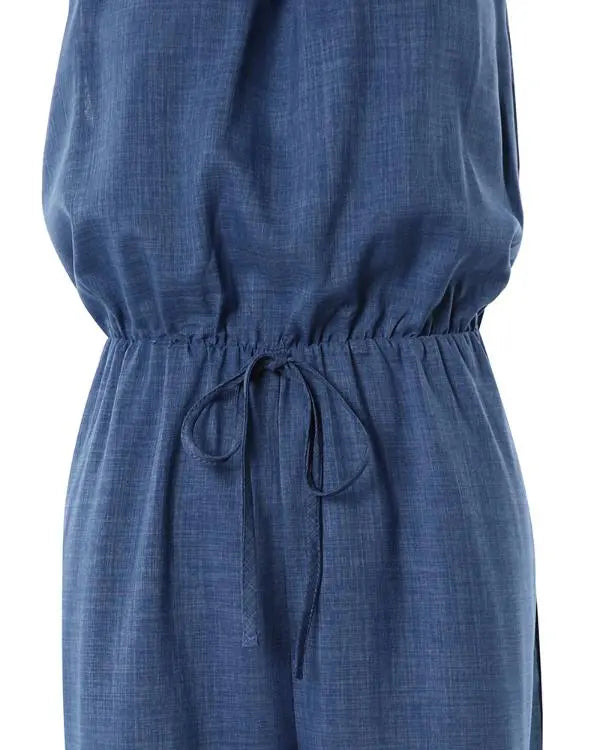 Effortlessly Chic: Women's Spaghetti Strap Drawstring Casual Jumpsuit blue / S(4) blue / M(6) blue / L(8-10) blue / S(4)-blue / M(6)-blue / L(8-10)-blue / XL(12)-blue / XXL(14)-
