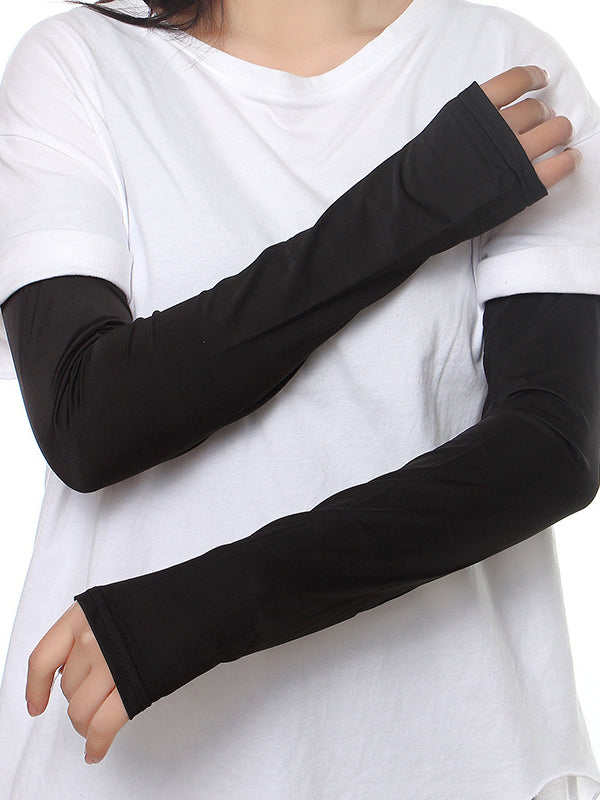 Chic Ice Silk Sun Protection Sleevelets - Effortless Style and Defense Against UV Rays BLACK / One_size WHITE / One_size GRAY / One_size BLACK / One_size-WHITE / One_size-GRAY / One_size-