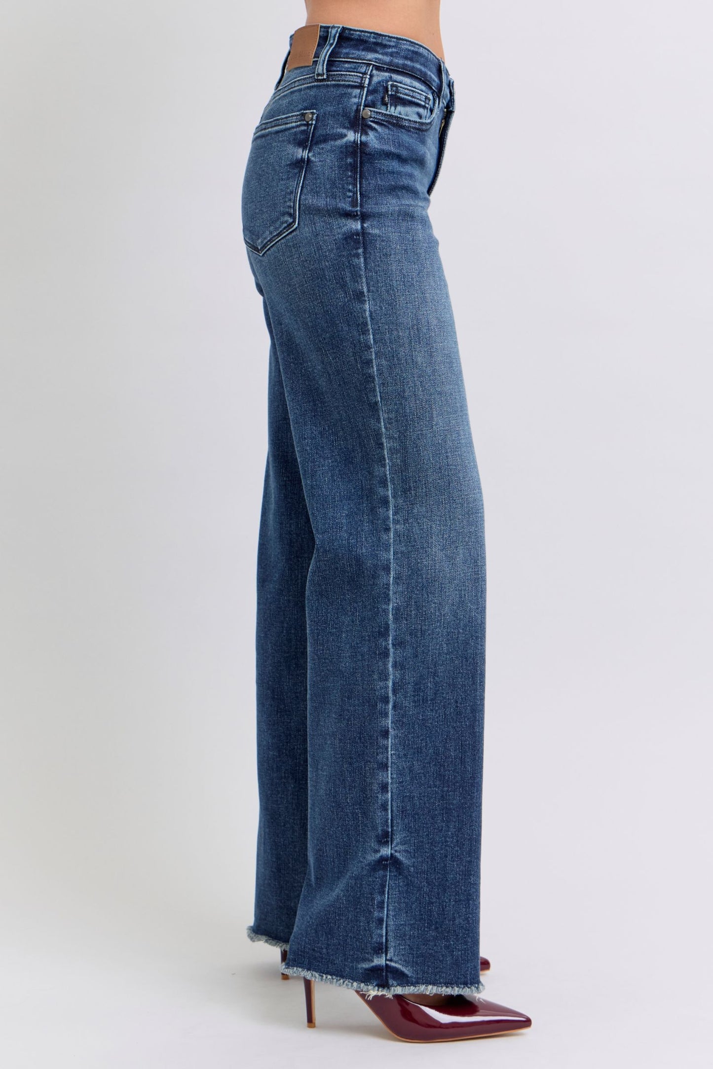 Judy Blue Full Size Raw Hem Mid Rise Jeans Dark / 0(24) Dark / 1(25)