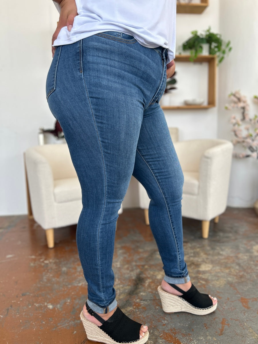 Judy Blue Full Size Cuffed Hem Skinny Jeans Medium / 0(24) Medium / 1(25)