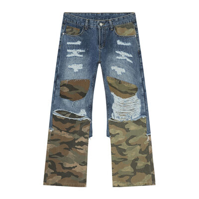 Distressed Camouflage Patchwork Jeans Medium / L Dark / M Medium / XXL Medium / L-Dark / M-Medium / XXL-Dark / L-Dark / XL-Medium / M-Dark / XXL-Dark / S-Medium / XL-Medium / S-