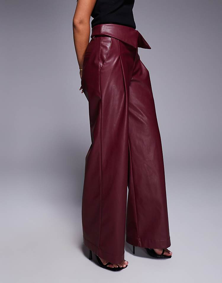 https://images.asos-media.com/products/asos-design-leather-look-wide-leg-pants-with-fold-over-waist-detail-in-burgundy/208657465-5?$n_750w$&wid=750&fit=constrain