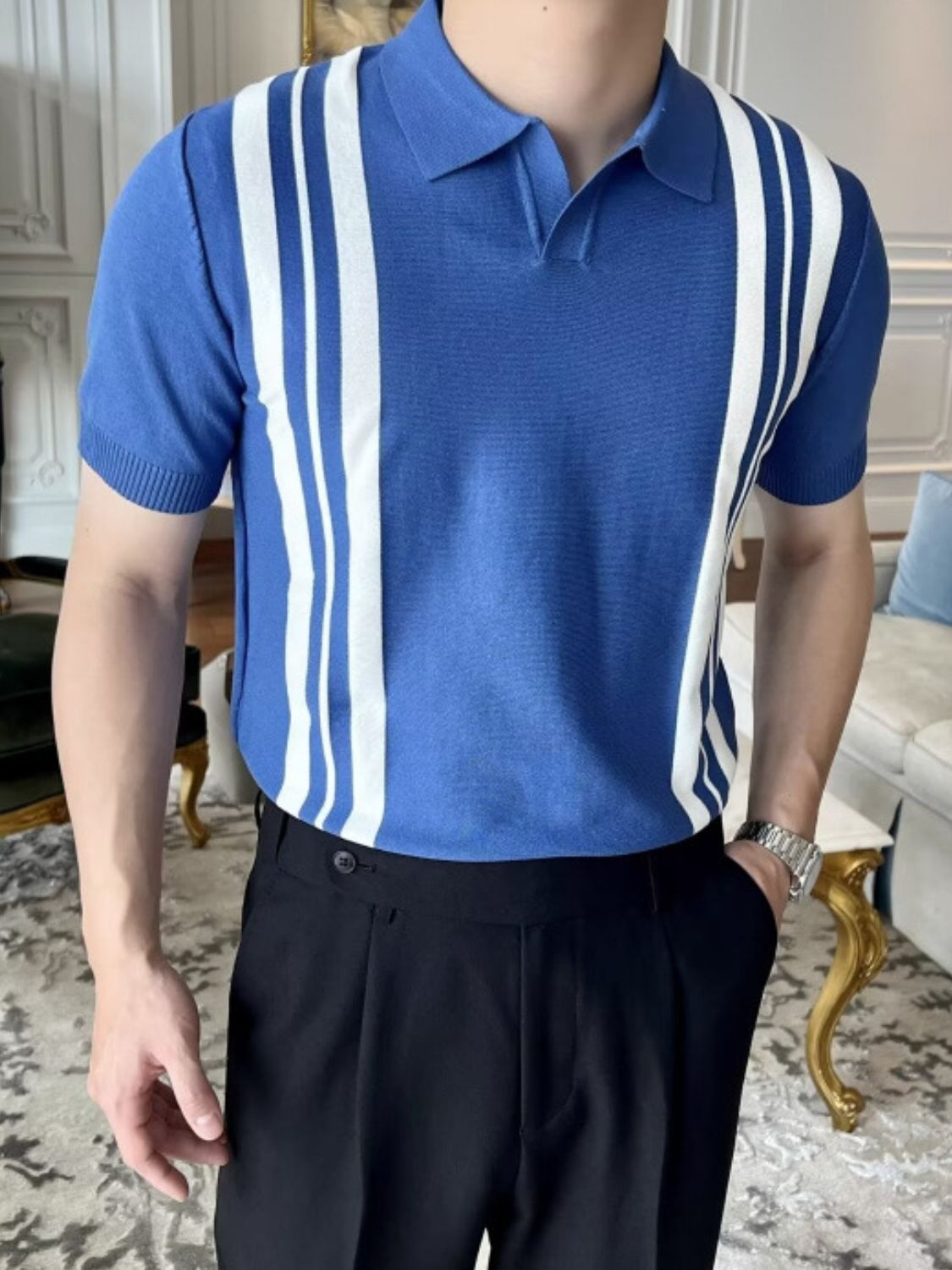 Men's Plus Size Contrast Collared Neck Short Sleeve Polo Ivory / M Blue / XL Blue / 3XL Ivory / M-Blue / XL-Blue / 3XL-Ivory / 3XL-Black / 2XL-Blue / 2XL-Black / XL-Ivory / 2XL-Ivory / L-Ivory / XL-Blue / M-Blue / L-Black / M-Black / 3XL-Black / L-