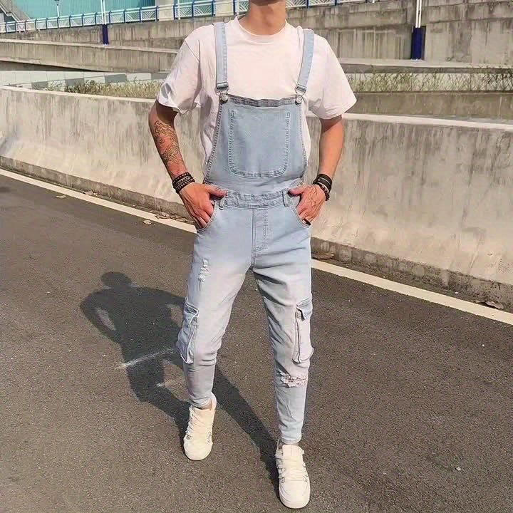 Original Color Overalls, Jeans, Men'S Jumpsuit, American Solid Color Slim Fit Blue / S Blue / M Blue / L Blue / S-Blue / M-Blue / L-Blue / XL-Blue / XXL-Blue / XXXL-