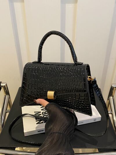 Solid Color PU Leather Handbag White / One Size Black / One Size Gold / One Size White / One Size-Black / One Size-Gold / One Size-Silver / One Size-