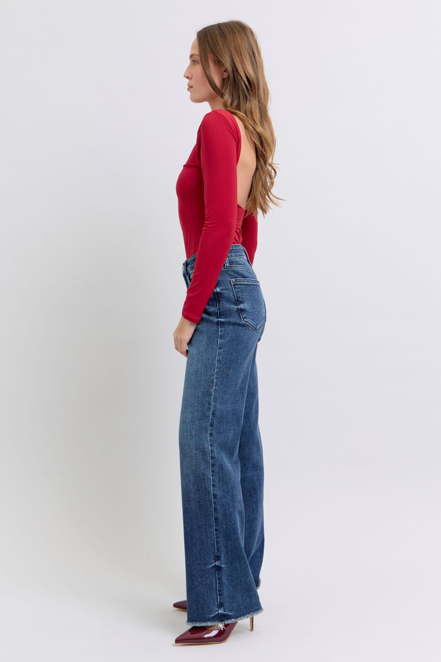 Judy Blue Full Size Raw Hem Mid Rise Jeans Dark / 0(24) Dark / 1(25)