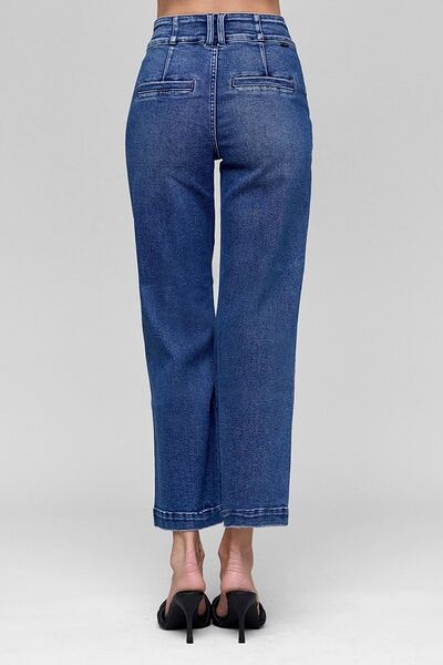RISEN Tummy Control High Rise Crop Jeans Dark / 0(24) Dark / 1(25) Dark / 3(26) Dark / 0(24)-Dark / 1(25)-Dark / 3(26)-Dark / 5(27)-Dark / 7(28)-Dark / 9(29)-Dark / 11(30)-Dark / 13(31)-Dark / 15(32)-