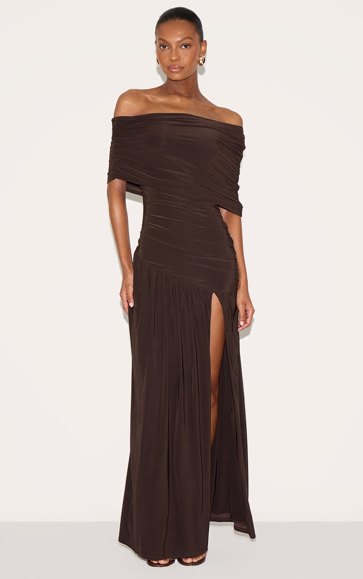 https://cdn-img.prettylittlething.com/2/b/d/3/2bd3cc8417a3f22f8d501934a2121dae36ae0316_CNM8672_1_chocolate_brown_double_layer_slinky_bardot_one_shoulder_ruched_maxi_dress.jpg