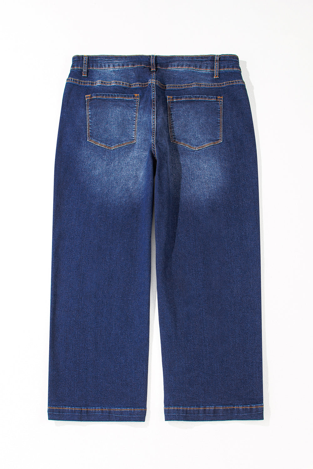 Navy Blue Plus Size Seamed Wide Leg High Waist Jeans Navy Blue / 1X Navy Blue / 2X