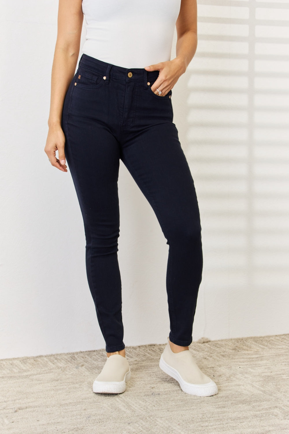 Judy Blue Full Size Garment Dyed Tummy Control Skinny Jeans NAVY / 0 NAVY / 1