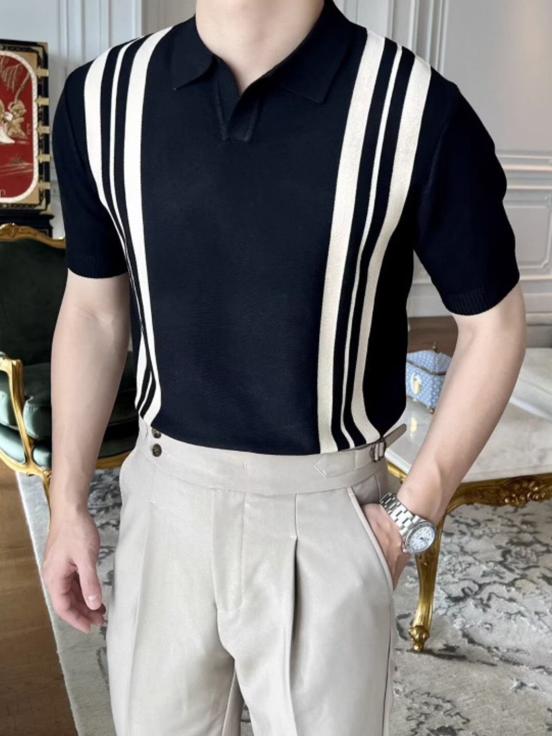 Men's Plus Size Contrast Collared Neck Short Sleeve Polo Ivory / M Blue / XL Blue / 3XL Ivory / M-Blue / XL-Blue / 3XL-Ivory / 3XL-Black / 2XL-Blue / 2XL-Black / XL-Ivory / 2XL-Ivory / L-Ivory / XL-Blue / M-Blue / L-Black / M-Black / 3XL-Black / L-