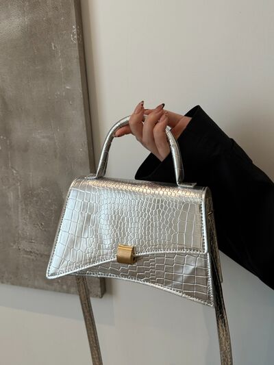 Solid Color PU Leather Handbag White / One Size Black / One Size Gold / One Size White / One Size-Black / One Size-Gold / One Size-Silver / One Size-
