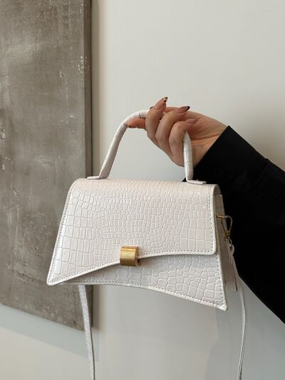 Solid Color PU Leather Handbag White / One Size Black / One Size Gold / One Size White / One Size-Black / One Size-Gold / One Size-Silver / One Size-