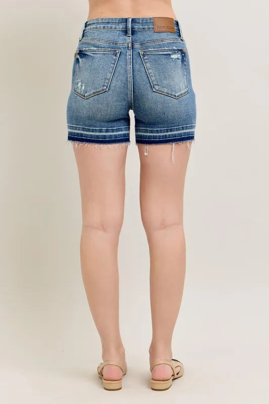 Judy Blue Mr Tummy Control Vintage Wash Release Hem Shorts MD / S MD / M MD / L MD / S-MD / M-MD / L-MD / 2XL-MD / XL-MD / 3XL-MD / 1XL-