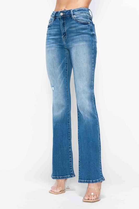 bytos Full Size Distressed High Rise Jeans with Pockets Medium / 1(25) Medium / 3(26)