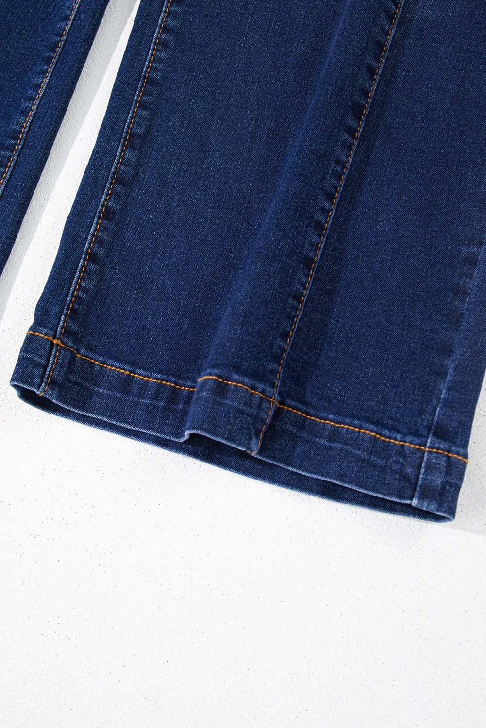 Navy Blue Plus Size Seamed Wide Leg High Waist Jeans Navy Blue / 1X Navy Blue / 2X