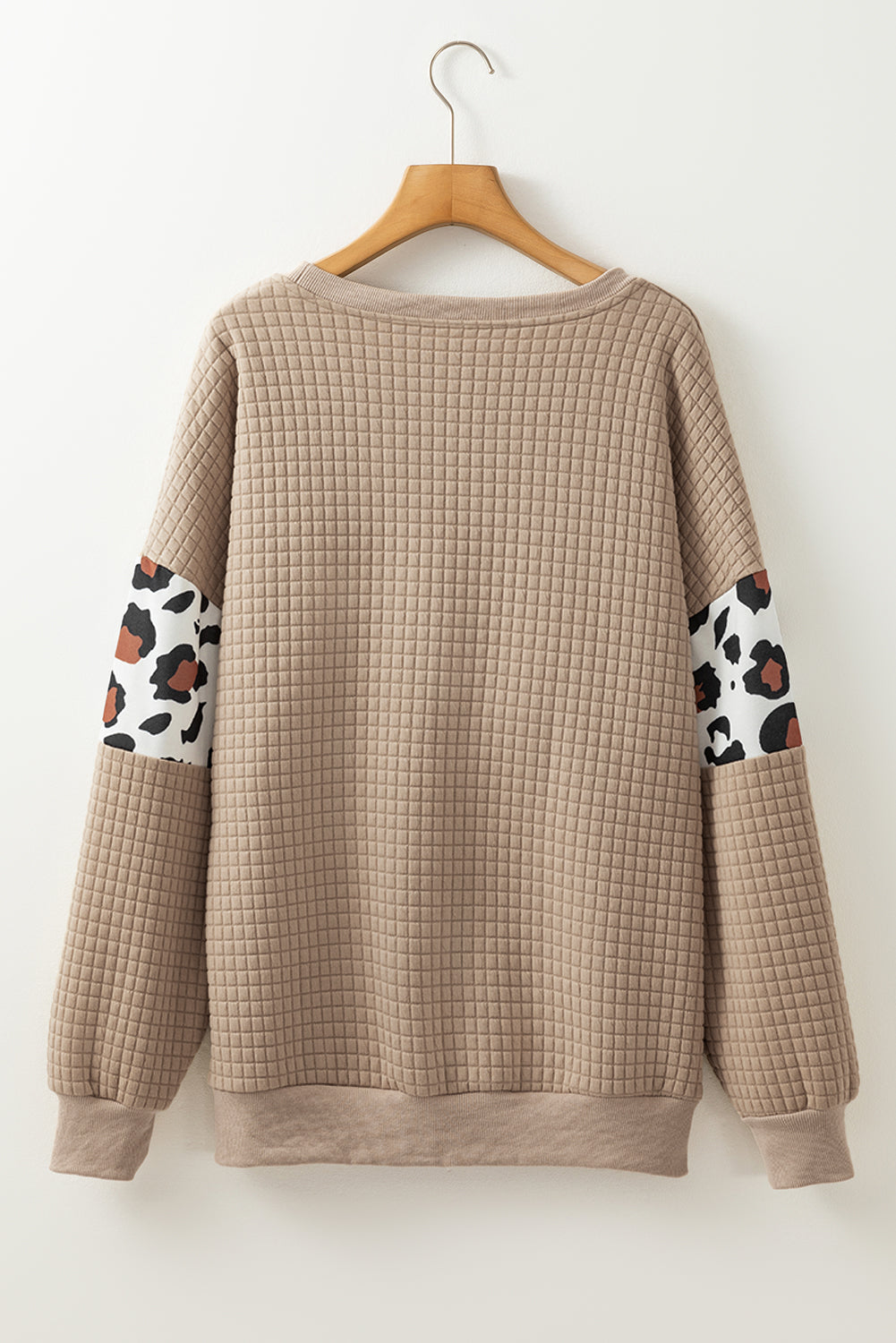 Parchment Leopard Quilted Patchwork Crew Neck Sweatshirt Parchment / S / 97%Polyester+3%Elastane Parchment / M / 97%Polyester+3%Elastane