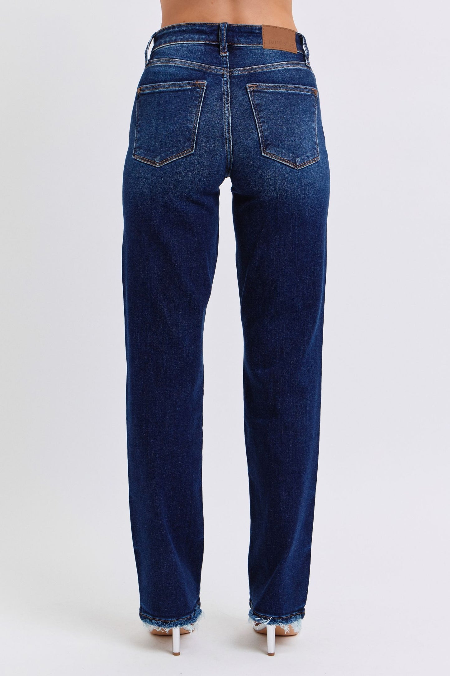 Judy Blue Full Size Raw Hem Straight Leg Jeans Dark / 0(24) Dark / 1(25)