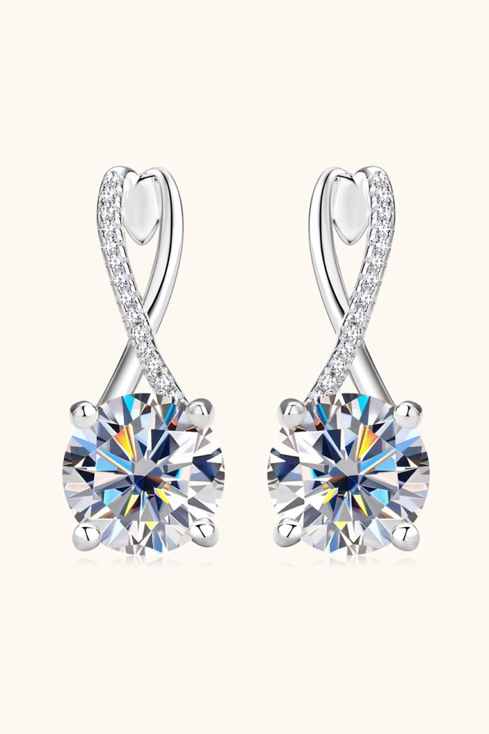 4 Carat Moissanite 925 Sterling Silver Earrings Gold / One Size Silver / One Size Gold / One Size-Silver / One Size-