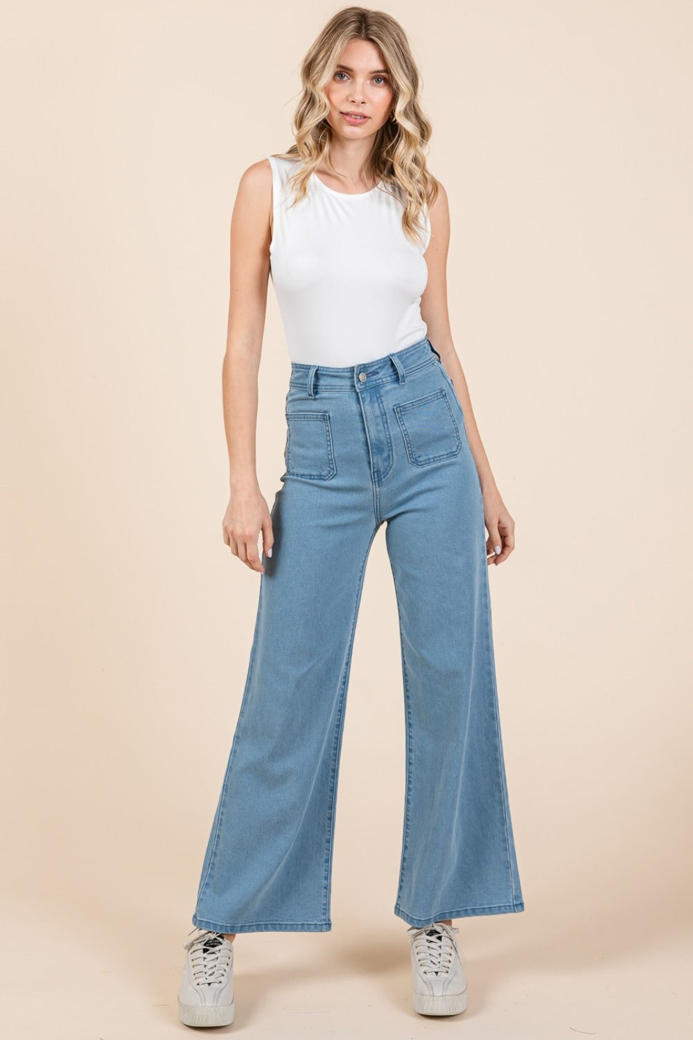Mittoshop High Waist Wide Leg Jeans Denim / S Denim / M