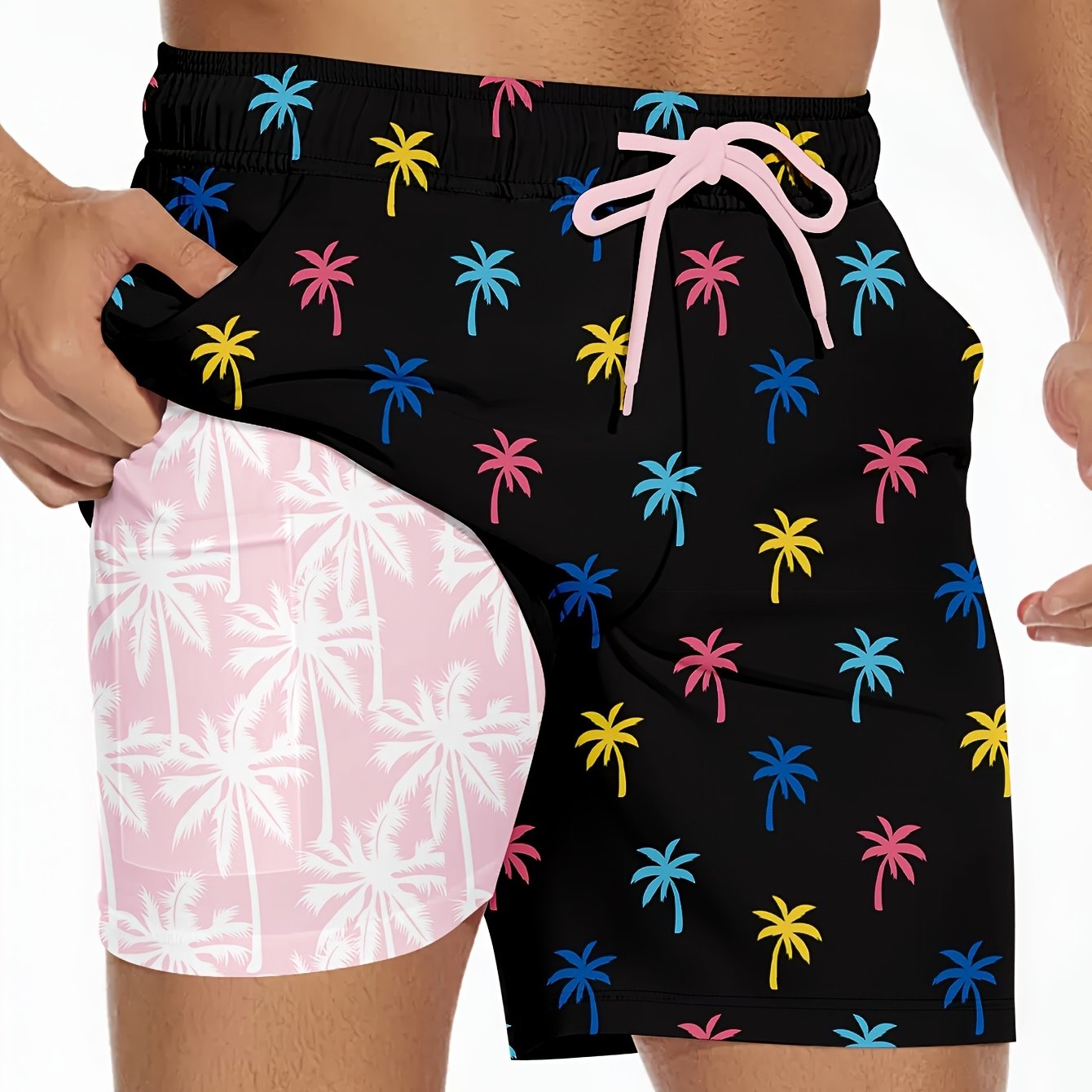 Keevoom Black Men'S Swim Trunks Compression Lined With Pocket Swim Trunks Coconu