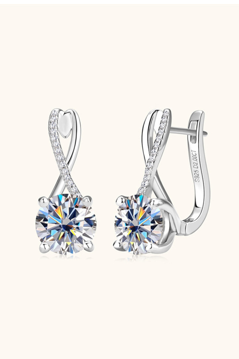 4 Carat Moissanite 925 Sterling Silver Earrings Gold / One Size Silver / One Size Gold / One Size-Silver / One Size-