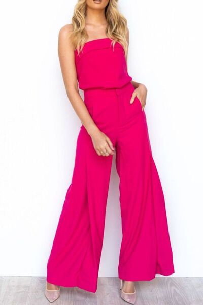 Tube Top and Wide Leg Pants Set Hot Pink / S Hot Pink / M Hot Pink / L Hot Pink / S-Hot Pink / M-Hot Pink / L-Hot Pink / XL-