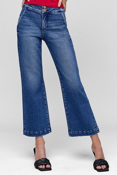 RISEN Tummy Control High Rise Crop Jeans Dark / 0(24) Dark / 1(25) Dark / 3(26) Dark / 0(24)-Dark / 1(25)-Dark / 3(26)-Dark / 5(27)-Dark / 7(28)-Dark / 9(29)-Dark / 11(30)-Dark / 13(31)-Dark / 15(32)-