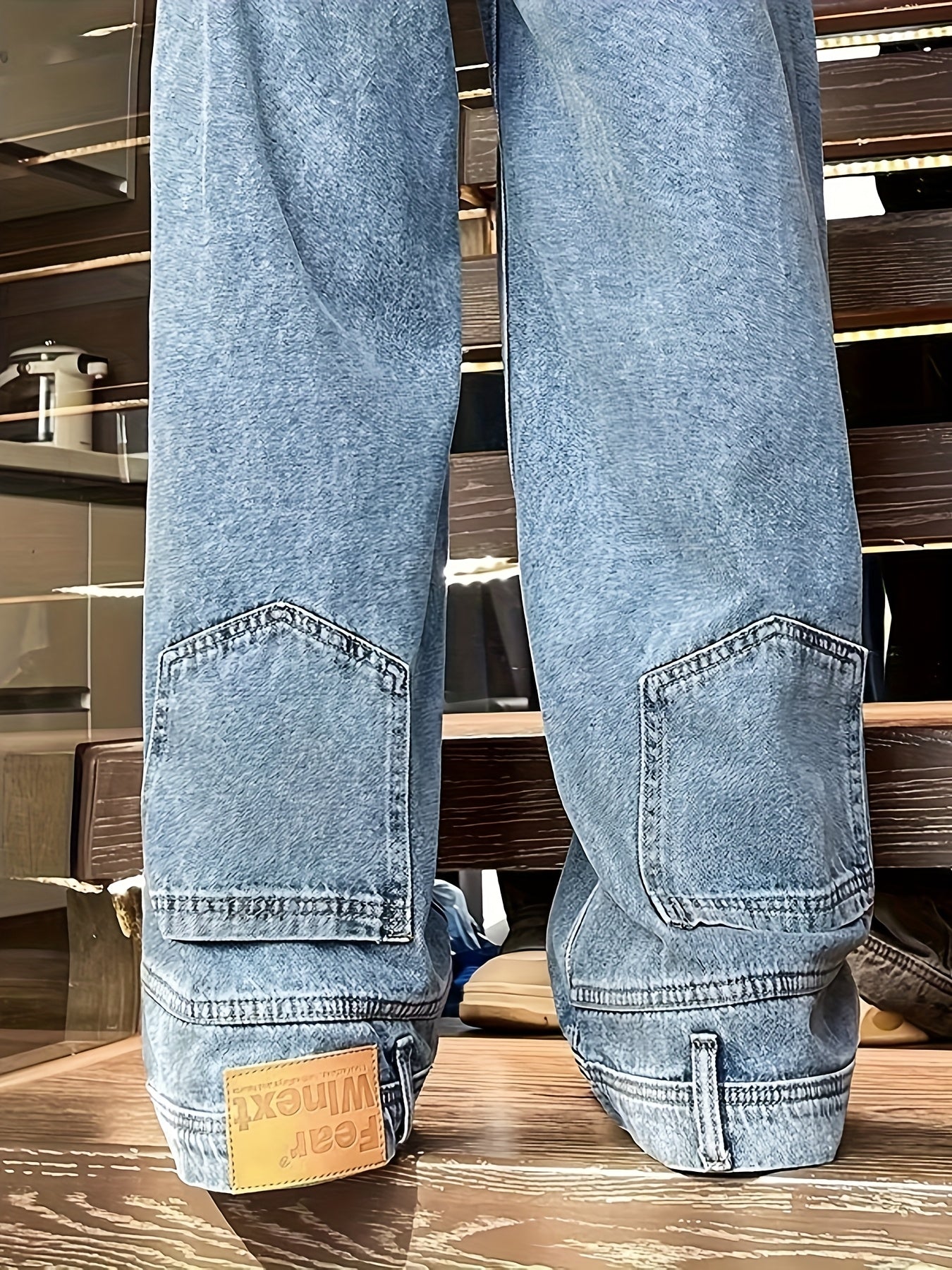 (Button Hole Not Opened) Reverse Pocket Design, High Street Jeans, Men'S And Women'S Versatile, Washed Wide Leg Retro Pants Light Blue / S Light Blue / M Light Blue / L Light Blue / S-Light Blue / M-Light Blue / L-Light Blue / XL-Light Blue / XXL-Light Blue / XXXL-