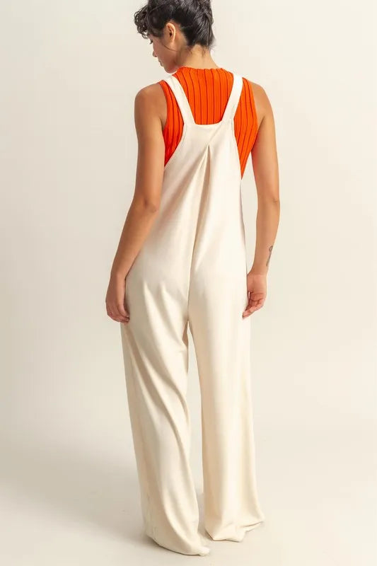 HYFVE Pleated Detail Front Pocket Wide Strap Overalls ALPACA / S ALPACA / M ALPACA / L ALPACA / S-ALPACA / M-ALPACA / L-