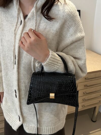 Solid Color PU Leather Handbag White / One Size Black / One Size Gold / One Size White / One Size-Black / One Size-Gold / One Size-Silver / One Size-