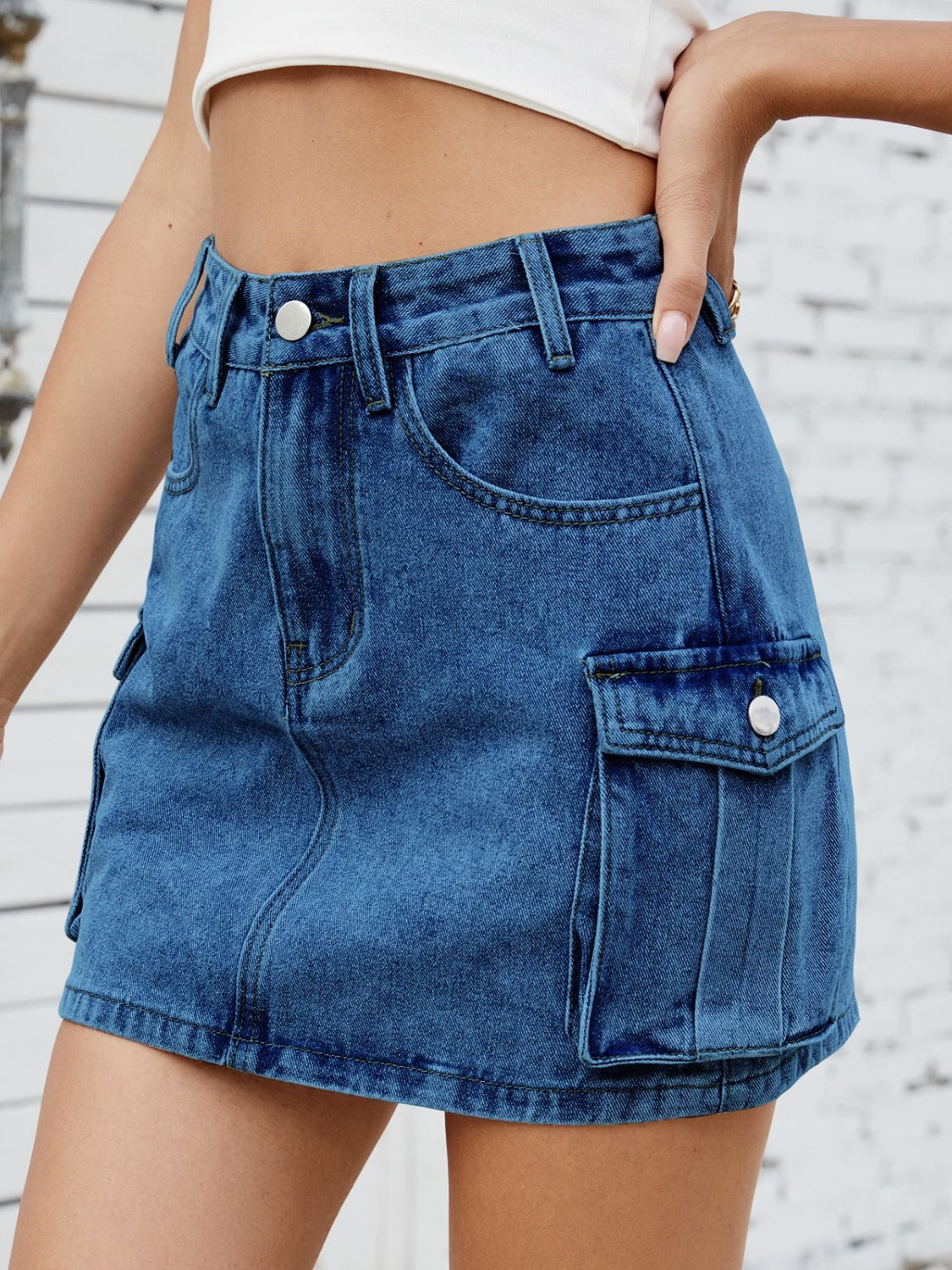 Cargo Denim Skirt Medium / S Medium / M Medium / L Medium / S-Medium / M-Medium / L-Medium / XL-Medium / 2XL-Dark / S-Dark / M-Dark / L-Dark / XL-Dark / 2XL-Black / S-Black / M-Black / L-Black / XL-Black / 2XL-