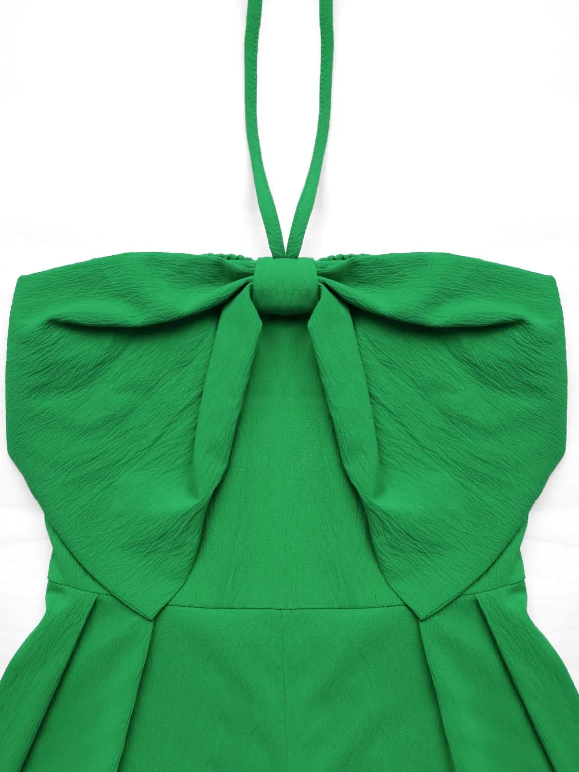 Bow Halter Neck Smocked Romper Green / L Green / S Green / M Green / L-Green / S-Green / M-Green / XL-