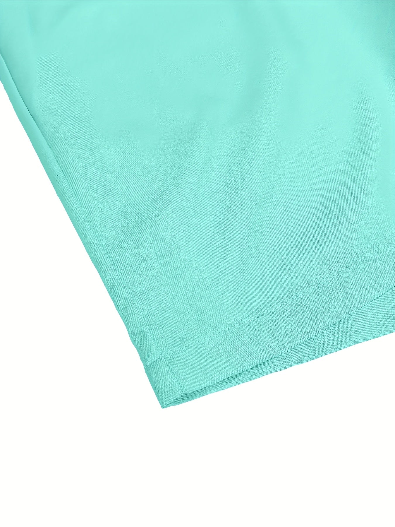 Men's 2-in-1 Summer Beach Shorts - Casual Athletic Swim Trunks with Drawstring, Teal & White Color Block Design, Machine Washable, Side Pockets
