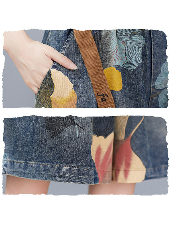 Original Floral Wide Leg Denim Shorts: Effortless Style Meets Comfort SAME AS PICTURE / M SAME AS PICTURE / L SAME AS PICTURE / XL SAME AS PICTURE / M-SAME AS PICTURE / L-SAME AS PICTURE / XL-SAME AS PICTURE / 2XL-