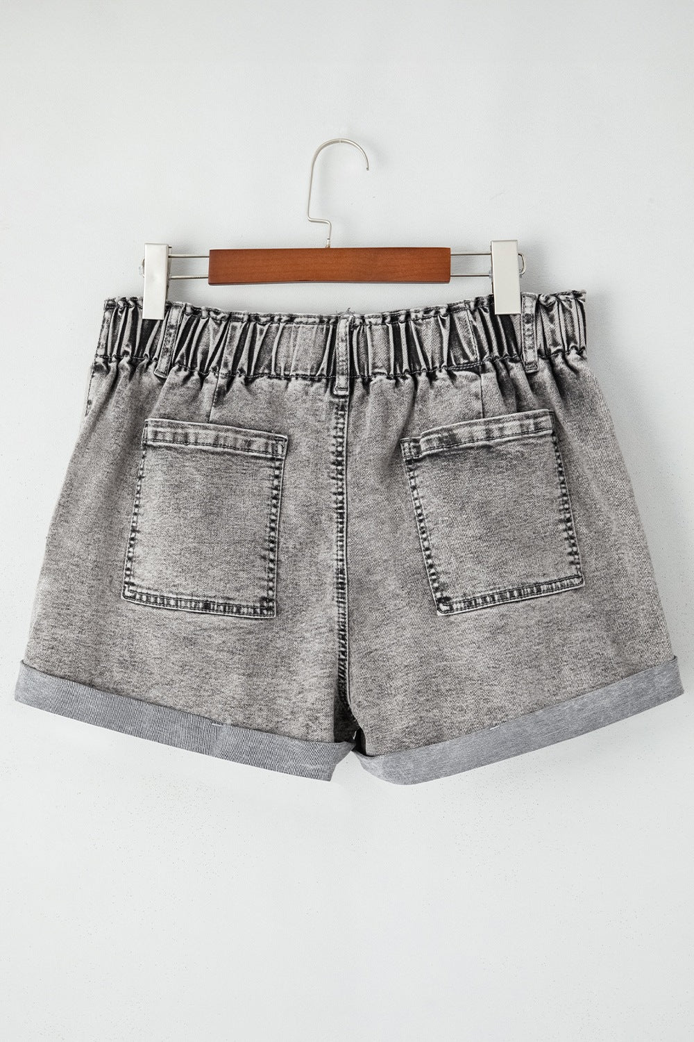 Zipped Cuffed Edge Denim Shorts Gray / 12 Gray / 4 Gray / 8 Gray / 12-Gray / 4-Gray / 8-Gray / 10-Gray / 14-Gray / 6-Gray / 16-