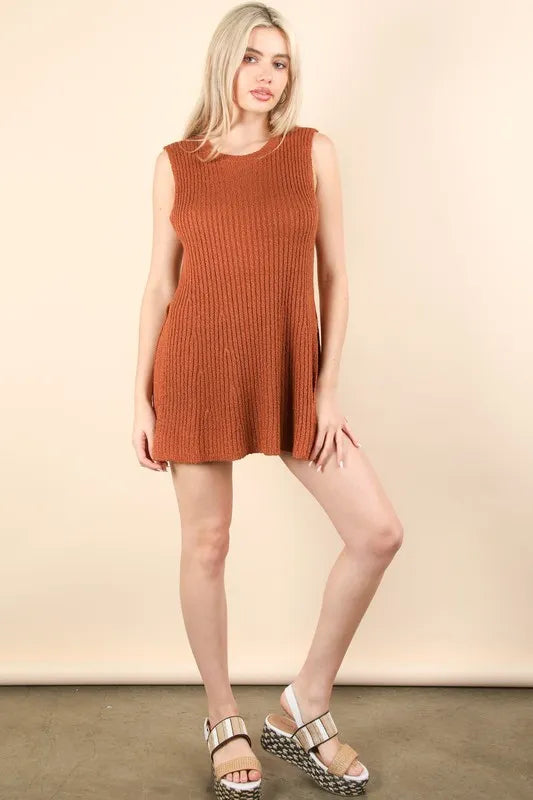 VERY J Slit Round Neck Top and Shorts Sweater Set Latte / S Latte / M Latte / L Latte / S-Latte / M-Latte / L-