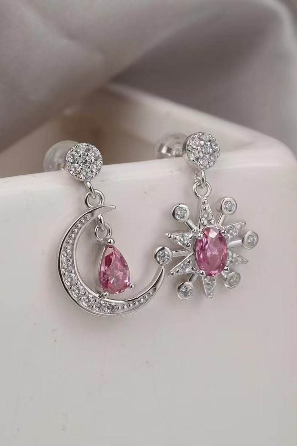 2 Carat Moissanite 925 Sterling Silver Moon & Star Earrings - Fashionqueene.com
