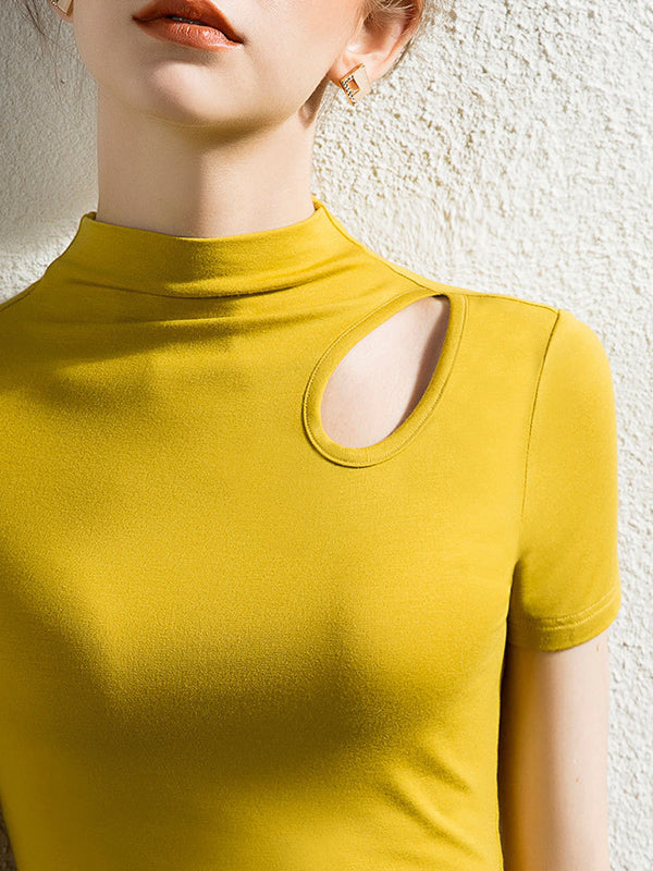 Chic Plus-Size Skinny Hollow Half Turtleneck T-Shirt – Elevate Your Wardrobe! BLACK / S BLACK / M BLACK / L BLACK / S-BLACK / M-BLACK / L-BLACK / XL-BLACK / 2XL-BLACK / 3XL-GINGER / S-GINGER / M-GINGER / L-GINGER / XL-GINGER / 2XL-GINGER / 3XL-PEACOCK BLUE / S-PEACOCK BLUE / M-PEACOCK BLUE / L-PEACOCK BLUE / XL-PEACOCK BLUE / 2XL-PEACOCK BLUE / 3XL-LIGHT COFFEE / S-LIGHT COFFEE / M-LIGHT COFFEE / L-LIGHT COFFEE / XL-LIGHT COFFEE / 2XL-LIGHT COFFEE / 3XL-