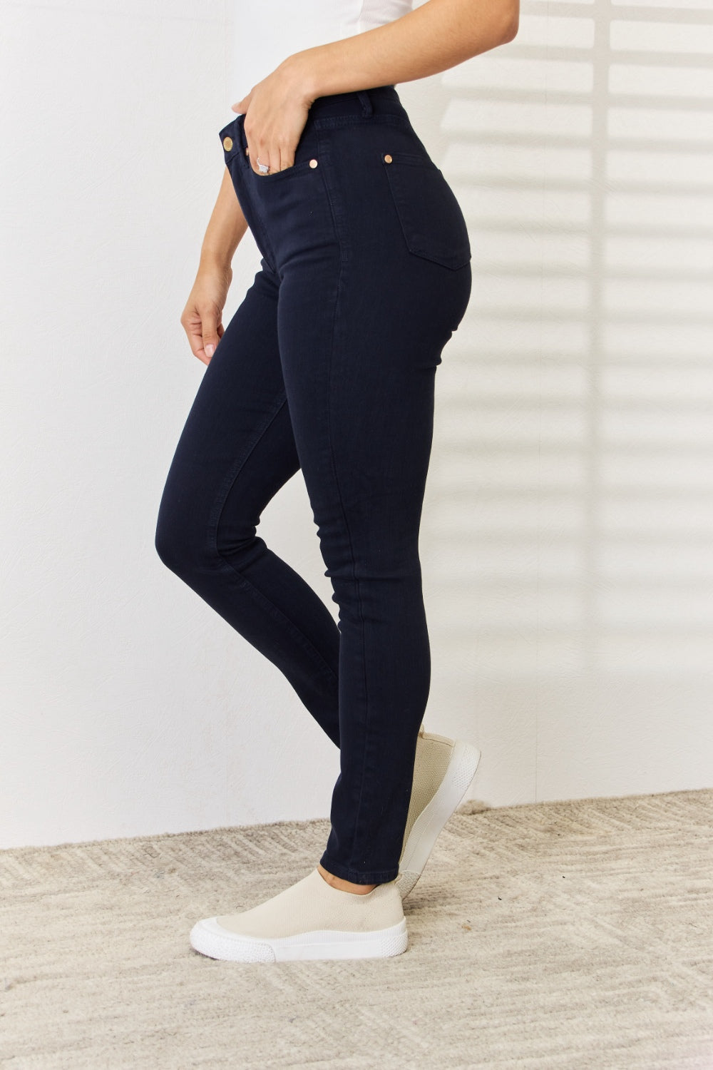 Judy Blue Full Size Garment Dyed Tummy Control Skinny Jeans NAVY / 0 NAVY / 1