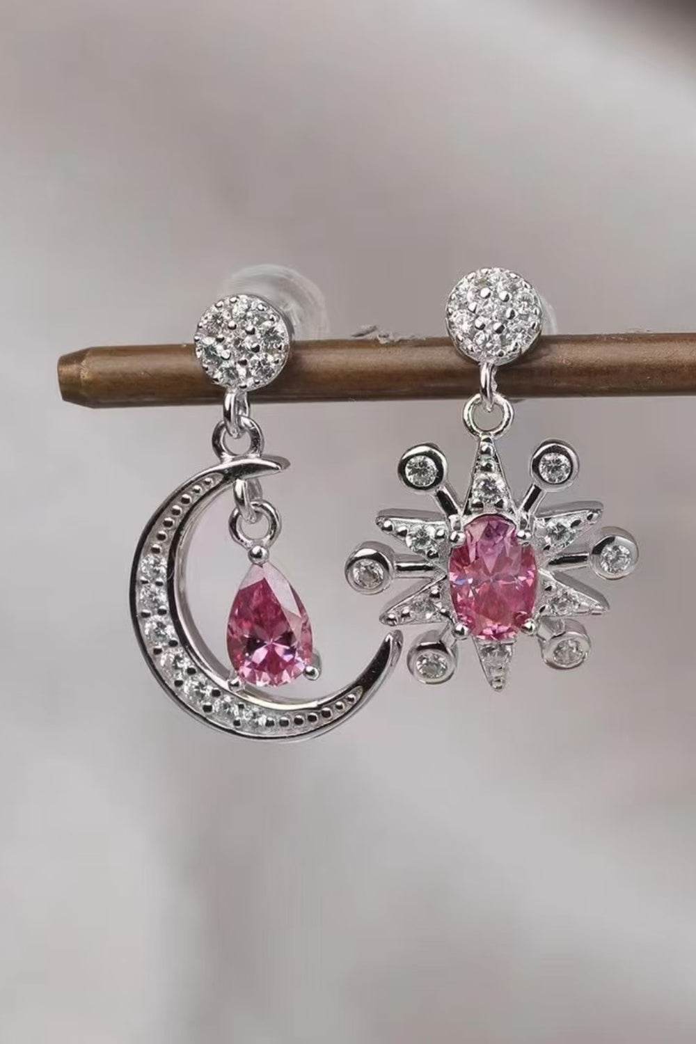 2 Carat Moissanite 925 Sterling Silver Moon & Star Earrings - Fashionqueene.com