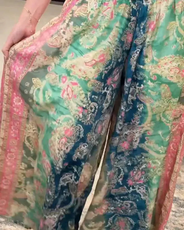 Chic Floral Print High-Waist Wide Leg Pants for Effortless Casual Elegance green / S(4) green / M(6) green / L(8-10) green / S(4)-green / M(6)-green / L(8-10)-green / XL(12)-